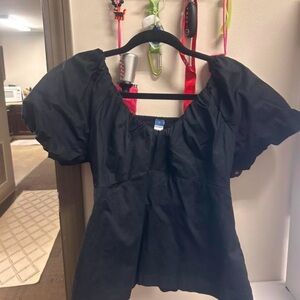 Old Navy Black Puff Sleeve Blouse